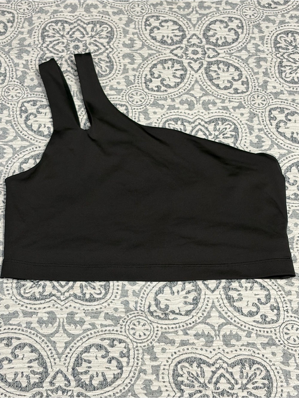 Fabletics Black One-Shoulder Double-Strap Sports Bra Crop Top